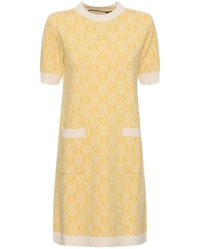 jeffree star yellow gucci dress|GG wool jacquard dress in yellow .